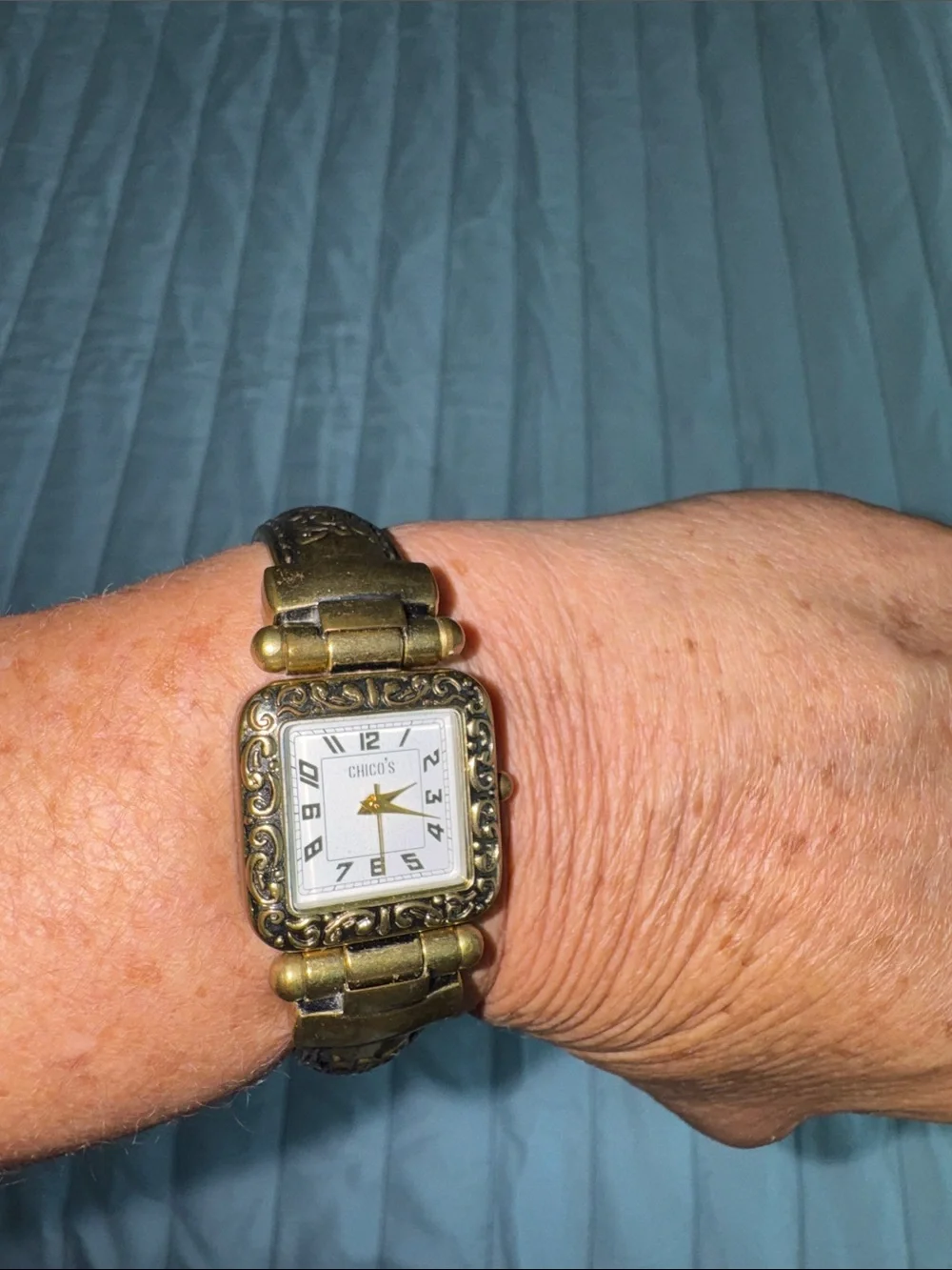Chico's Brass-Tone Square Face Watch in Antique Brass